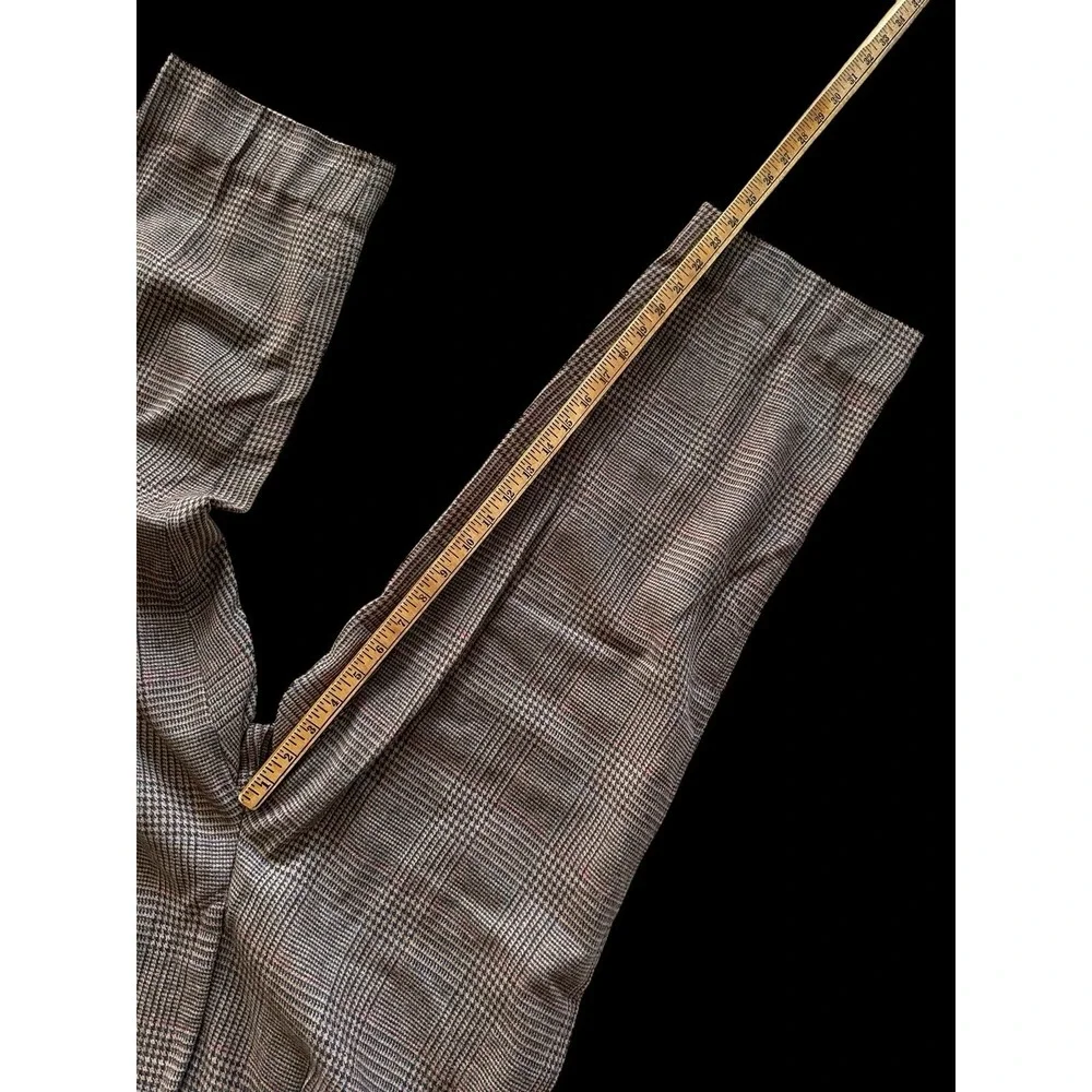 Vintage GANT‎ Wool Blend Dress Pants Men 30x24 Brown Plaid Pleated Trousers